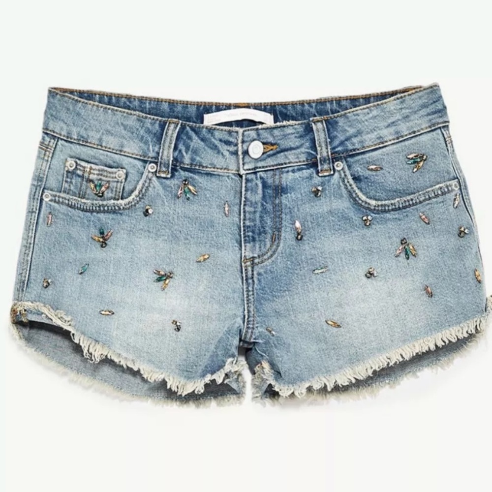 Zara Light Blue Studded Shorts 00